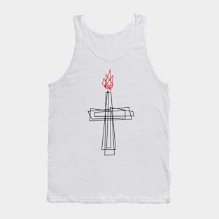 The cross of the Lord Jesus Christ and the flame of fire Tank Top